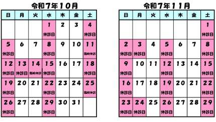 ともこ皮ふ科 診療カレンダー